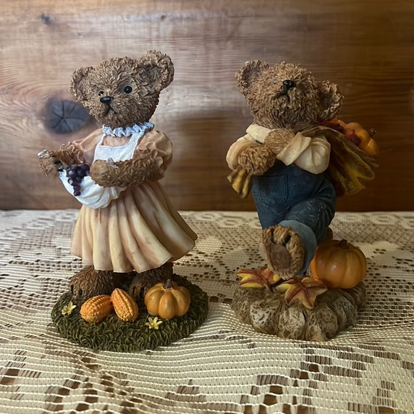 Home Interiors Other - Fall Harvest Bears Figurines 2002; Teddy Thanksgiving